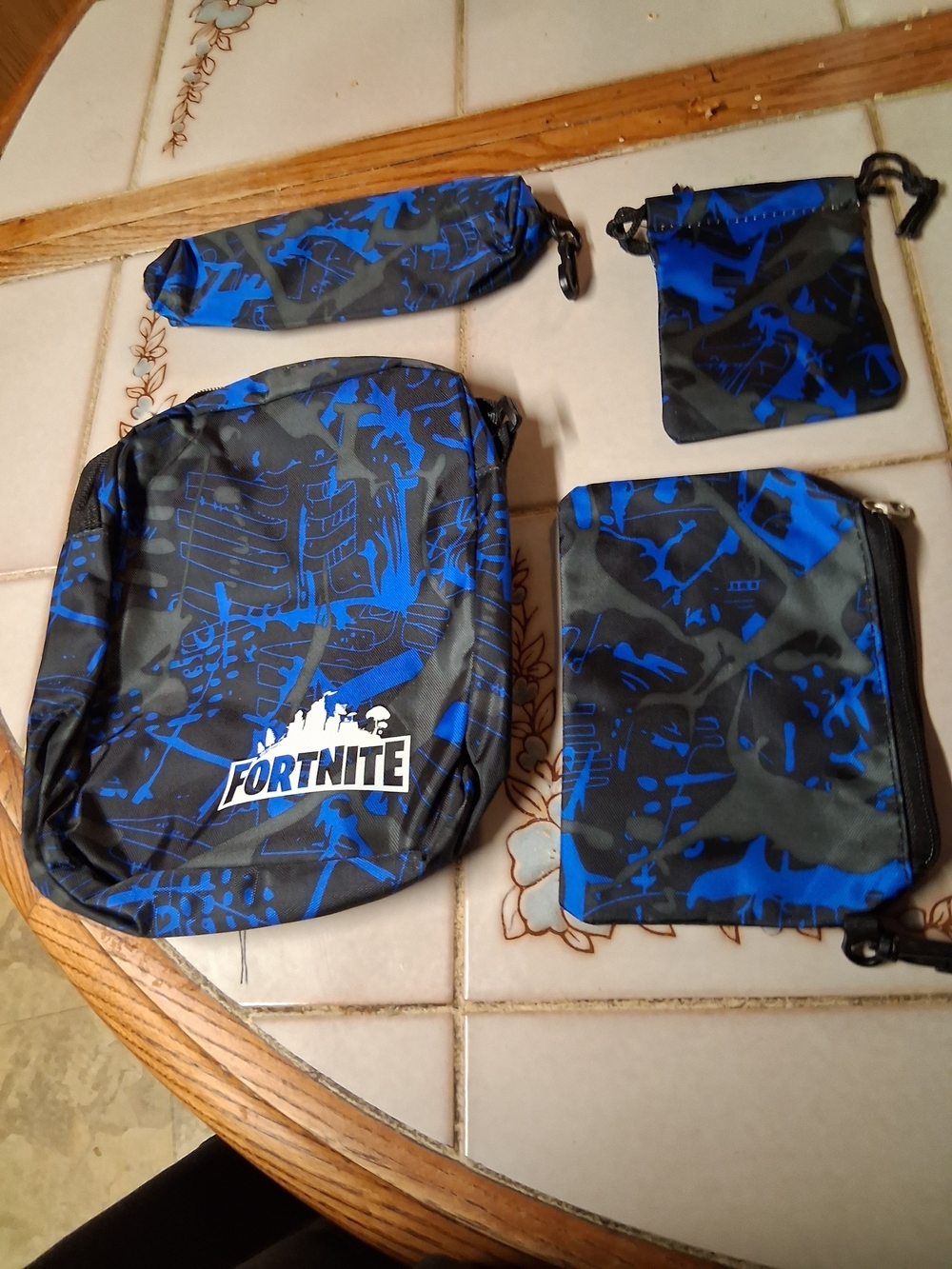 Fortnight Backpack With Four Other Bags To Use. Blue & Black Graphic Backpack. - Picture 3 of 4
